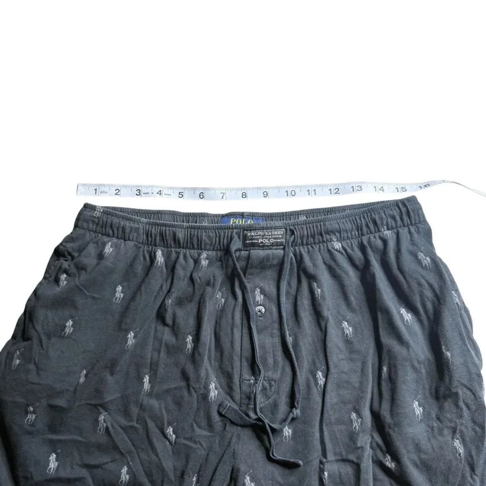 Polo Ralph Lauren Mens Elastic Waist Drawstring Pony Sleep Pants Black‎ Large